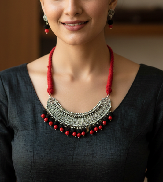 Simple & Luxury Pendant Adjustable Cotton Thread Necklace Set