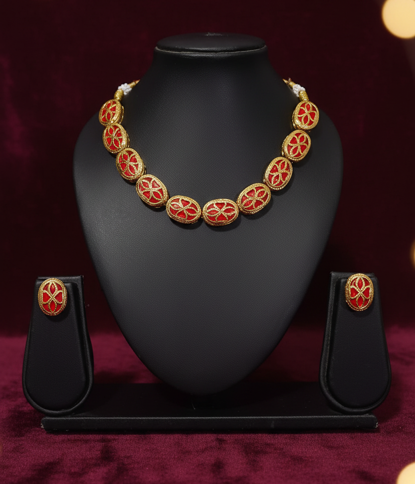 Gold-Plated Kundan Necklace Set