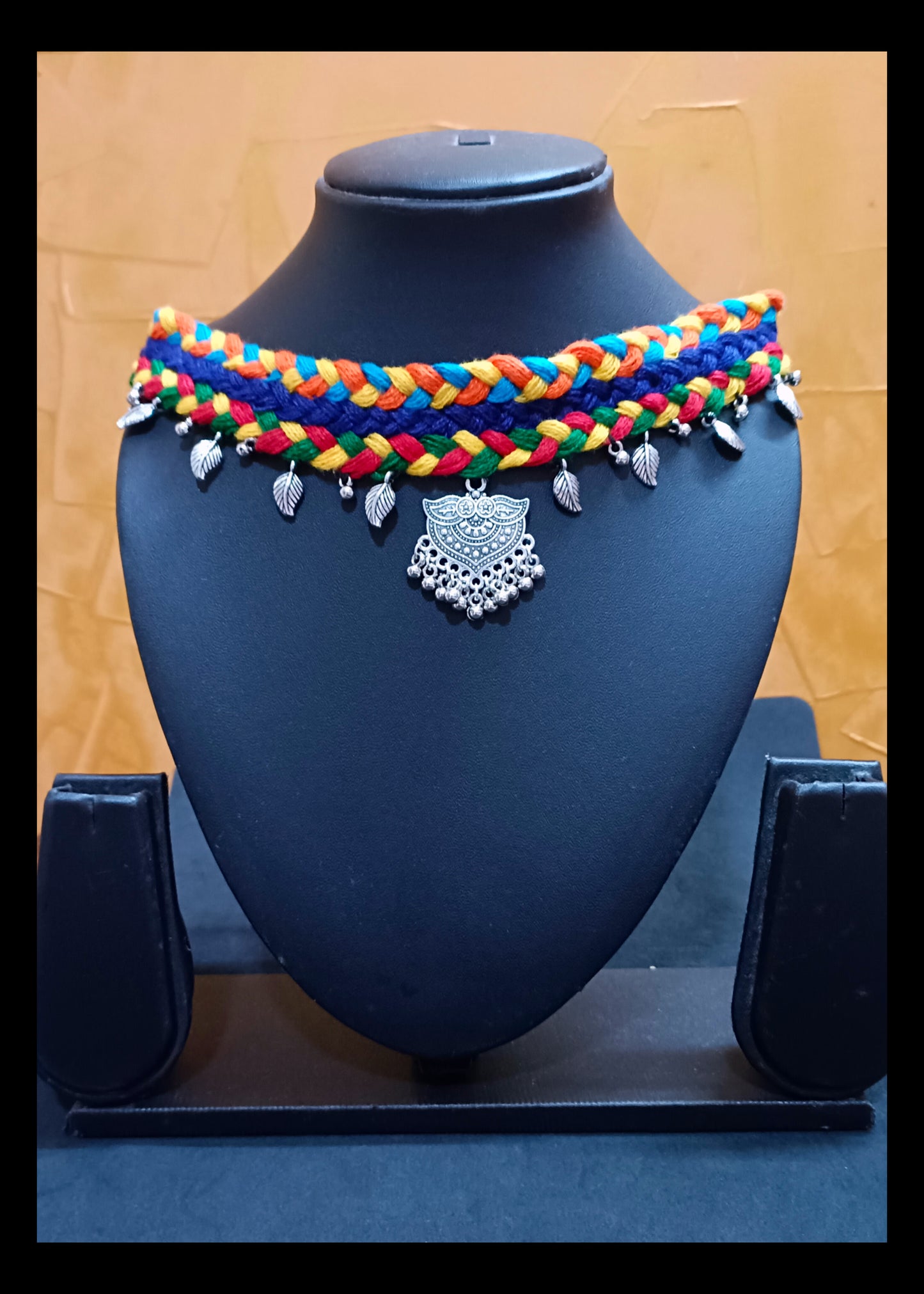 Adjustable Multi-Color Cotton Thread Oxidised Neckpiece