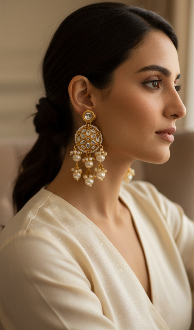 Beautiful Gold Plated Chand Earrings