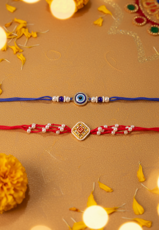 Combo of Evil Eye & Kundan Rakhi