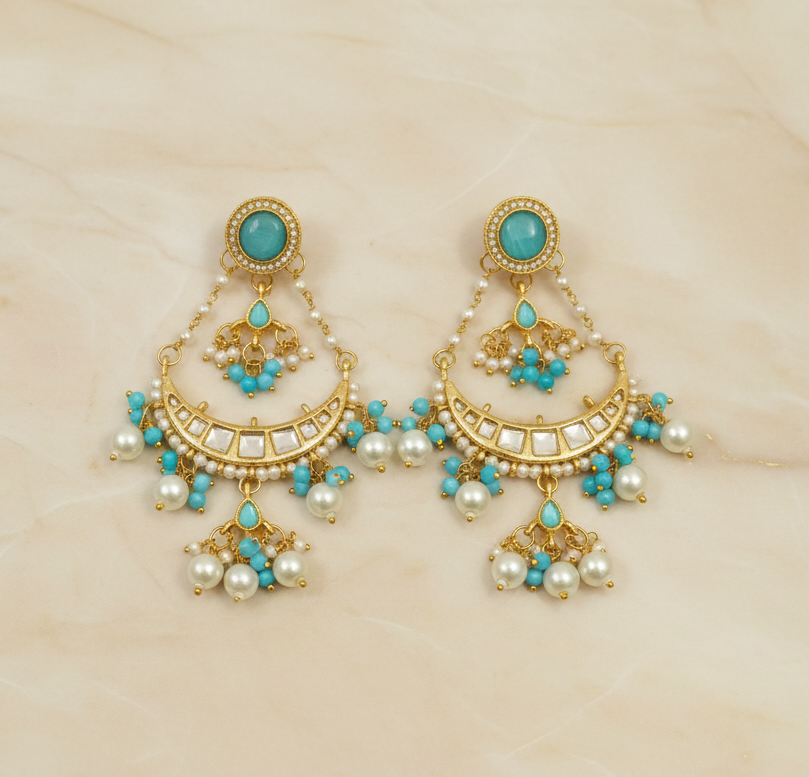 Kundan Long Chandbali Earrings