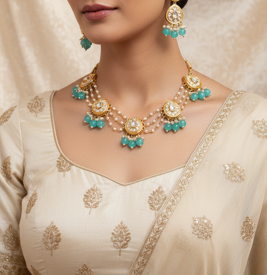 Exclusive Kundan Ganthan Chain Choker Set