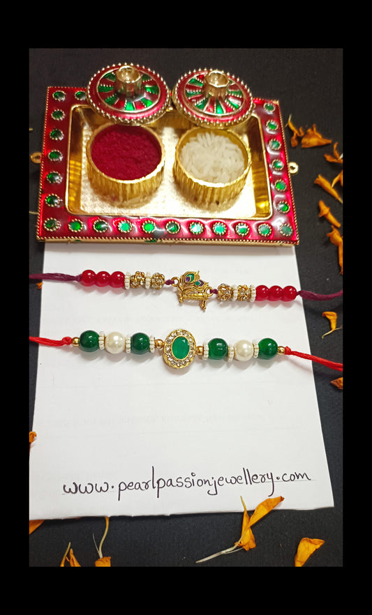 Combo of 2 Krishna Kundan Rakhi