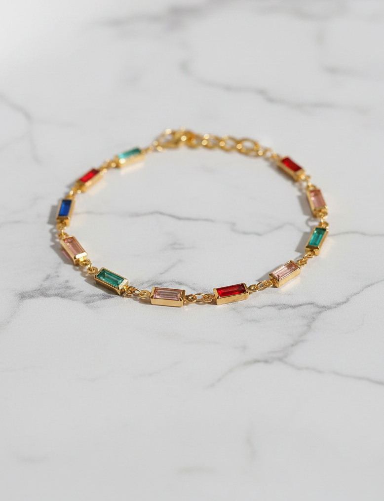 Delicate Rectangle Shaped Colorful Bracelet