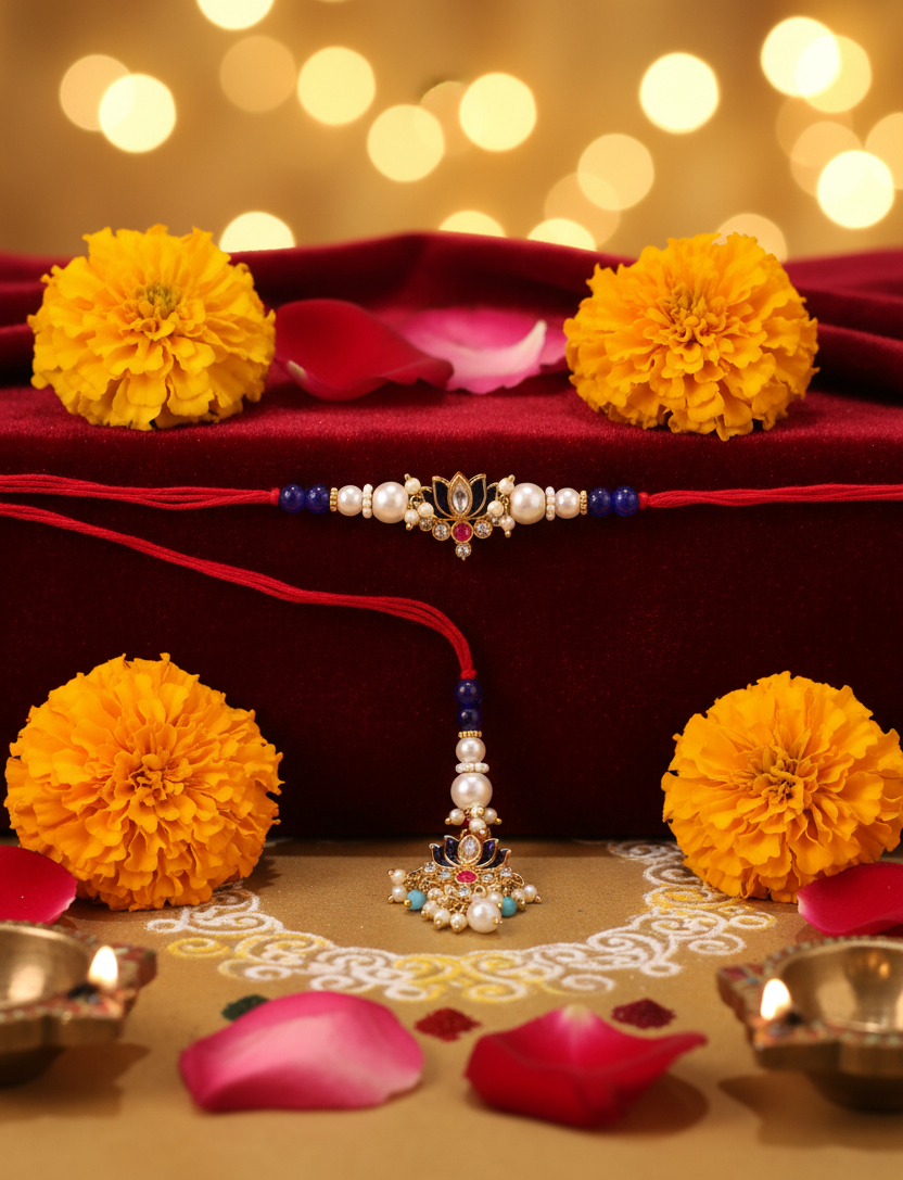 Lotus Kundan Bhai Bhabhi Lumba Rakhi