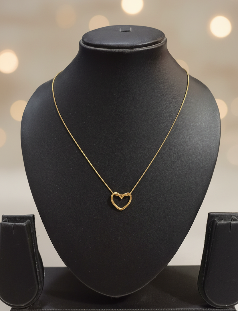 Golden Oxidised Anti-Tarnish Heart Pendant Necklace