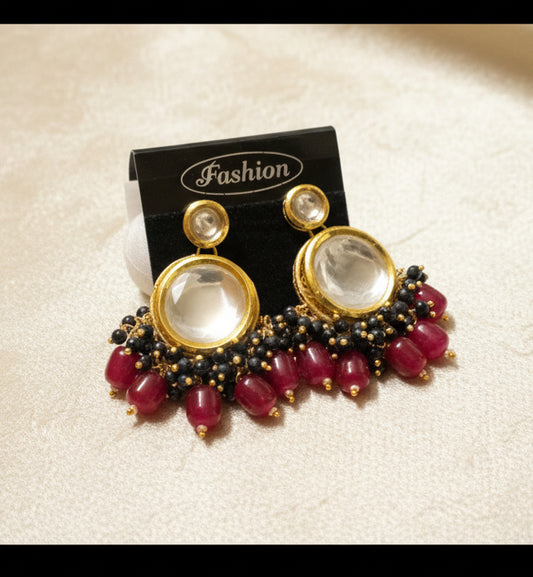Meenakari Double Layer Kundan Earrings