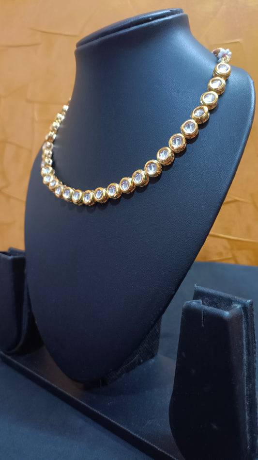 Single Line Meenakari Kundan Necklace set
