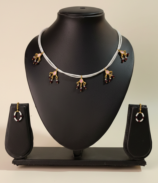 White Pearl with Kundan Necklace Set