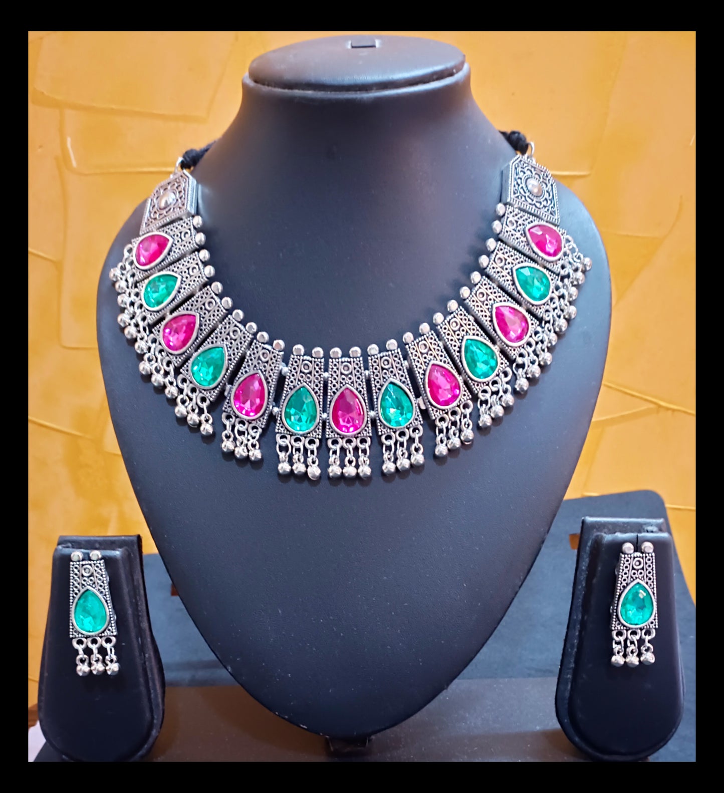 Oxidised Jewellery Choker Set with Earrings