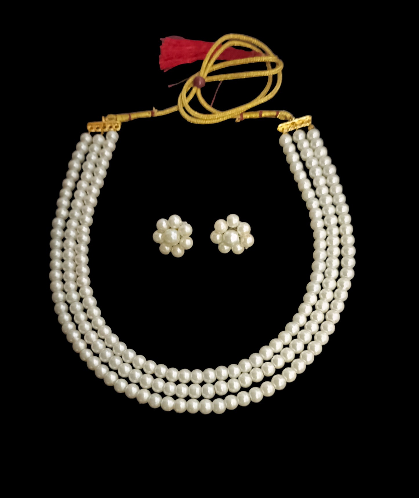 Off-White 3 Layers Short Pearl Necklace Set (6mm)