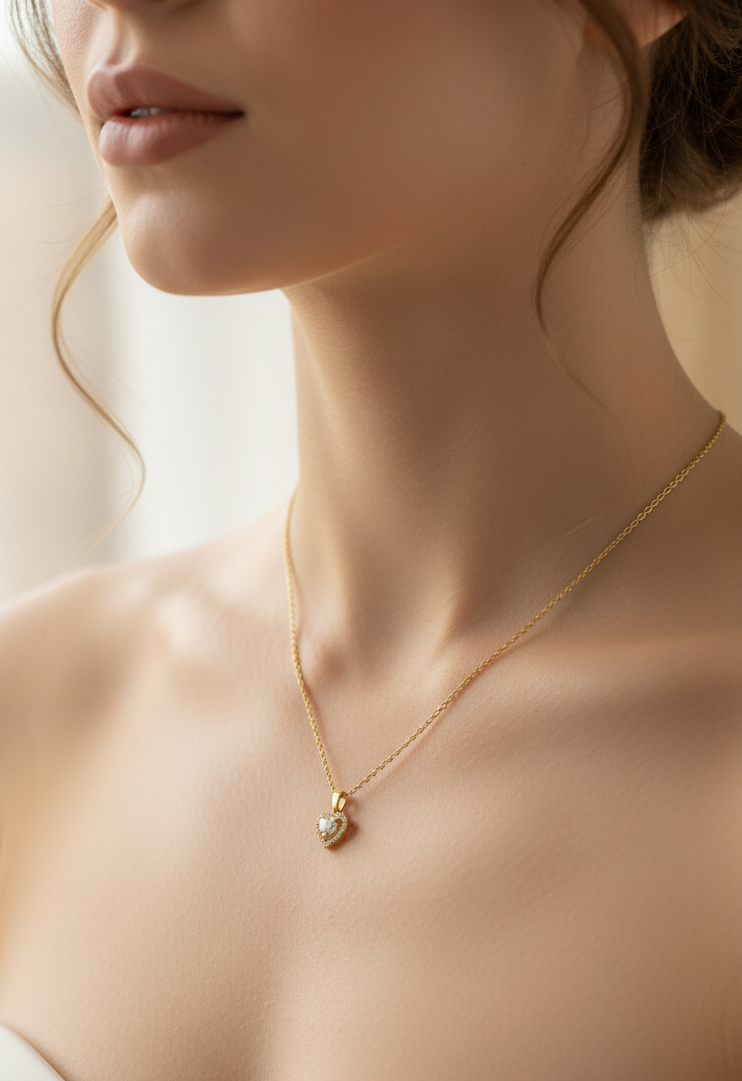 Anti-Tarnish Heart Pendant Necklace