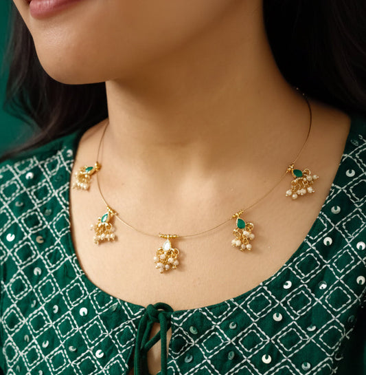 Reversible/ Invisible Brass Chain Kundan Necklace