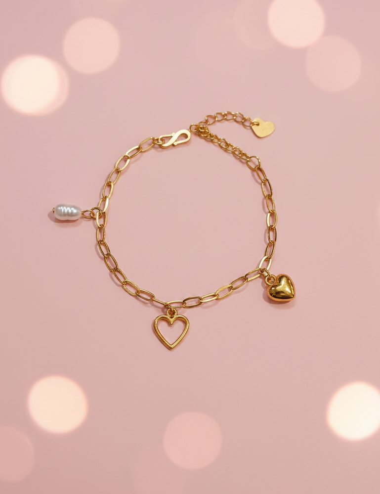 Delicate Gold-Plated Chain Charm Bracelet