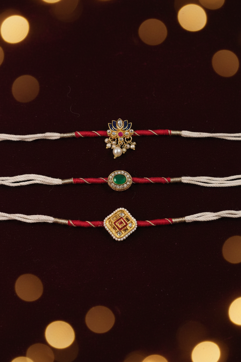 Combo of 3 Kundan Rakhi