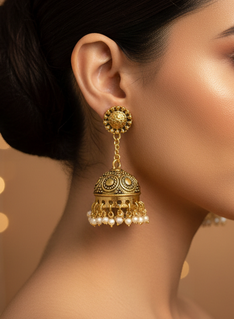 Golden Chain Jhumkas