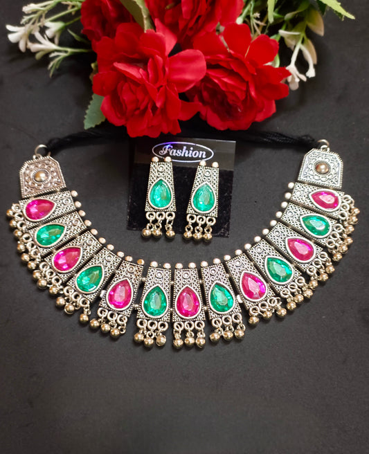 Oxidised Jewellery Choker Set with Earrings