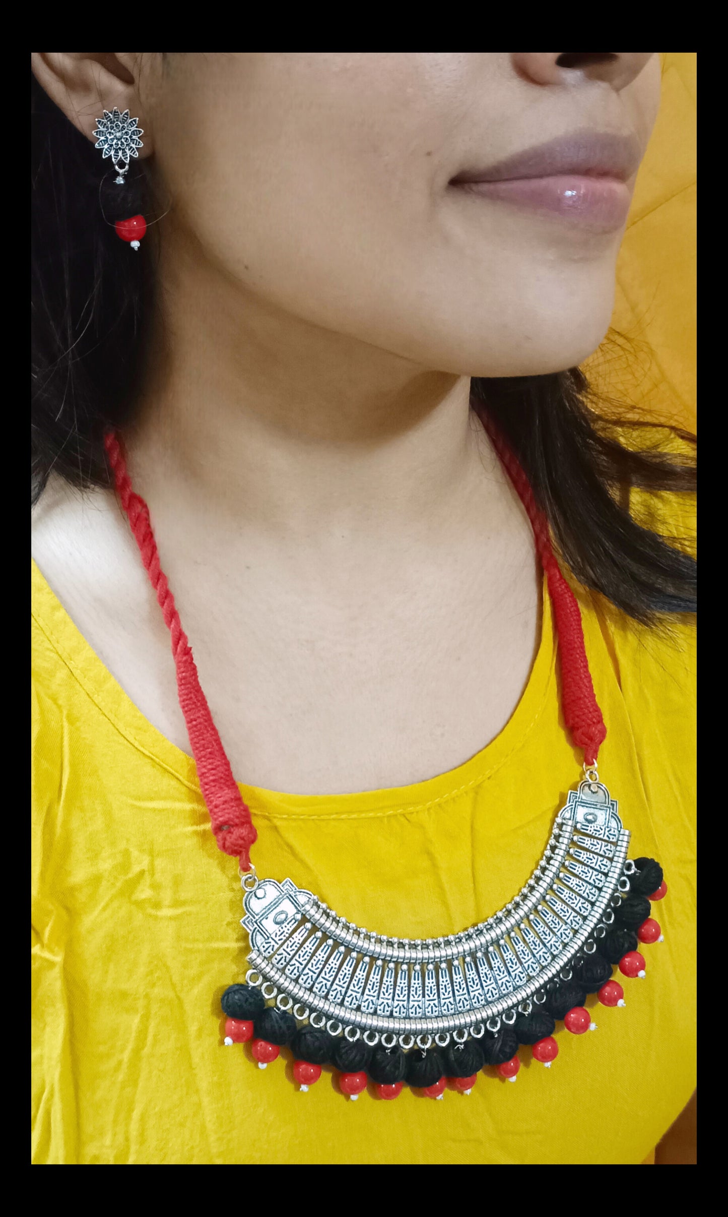 Simple & Luxury Pendant Adjustable Cotton Thread Necklace Set