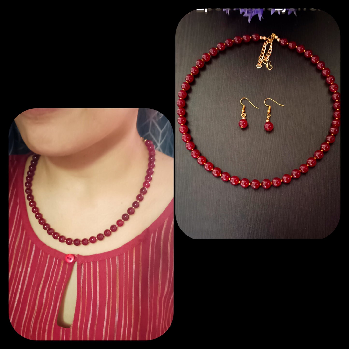 Simple Artificial Beads Necklace Set
