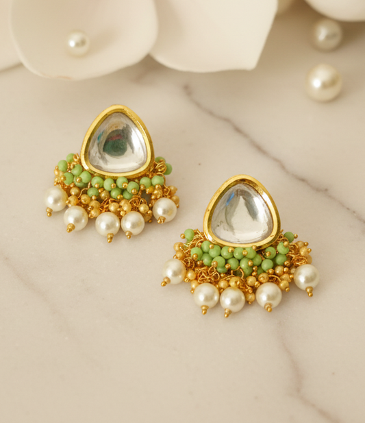 Beautiful Meenakari Triangle Shape Kundan Earrings