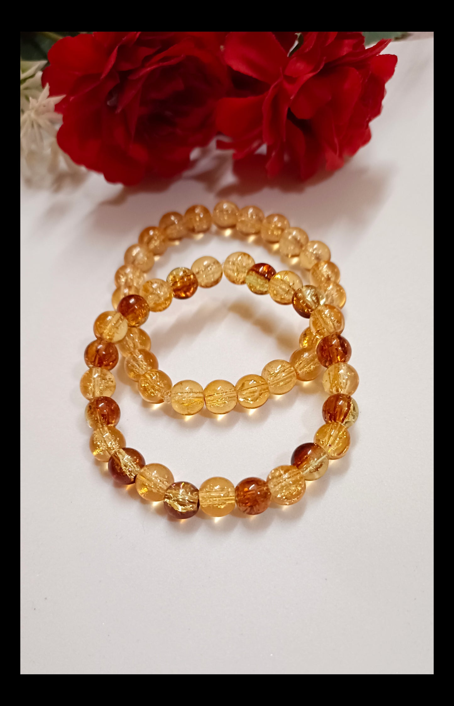 Single & Dual Color Crackle Beads Adjustable Bracelet (8mm)