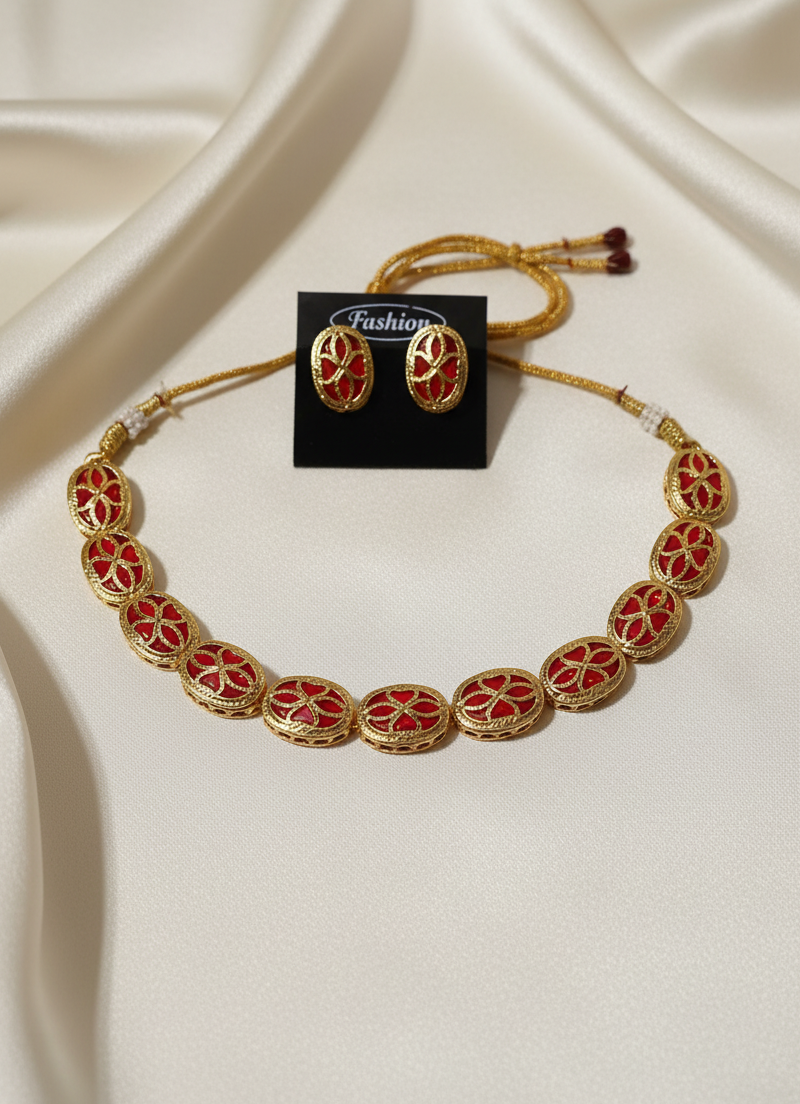 Gold-Plated Kundan Necklace Set