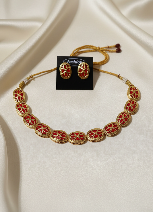 Gold-Plated Kundan Necklace Set