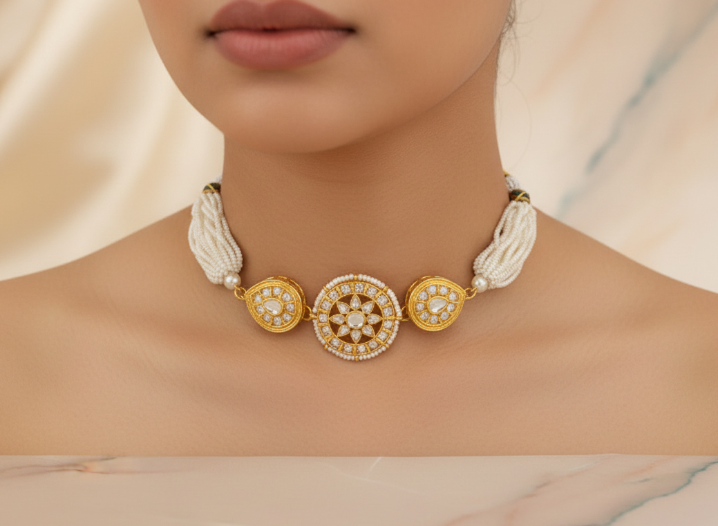 Gold-Plated Kundan Choker Set