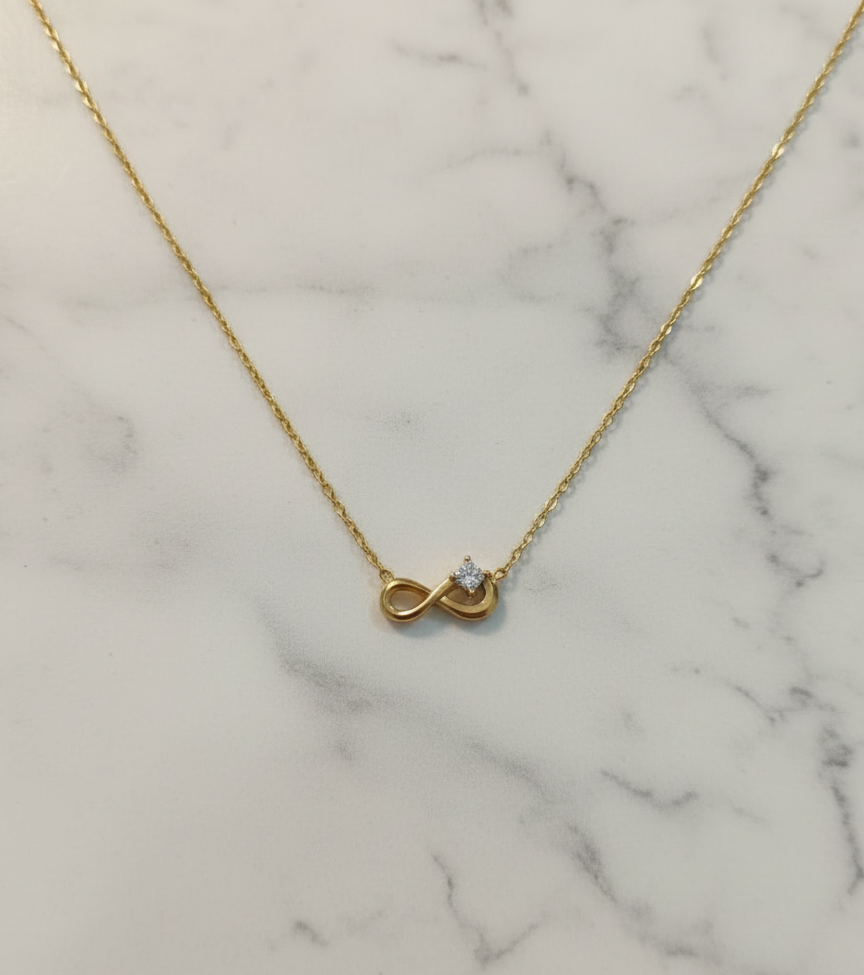 Golden Oxidised Anti-Tarnish Infinity Pendant Necklace