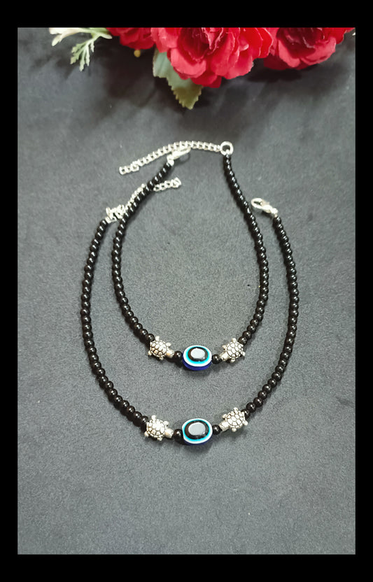 Evil Eye Black Beads Chain Anklet