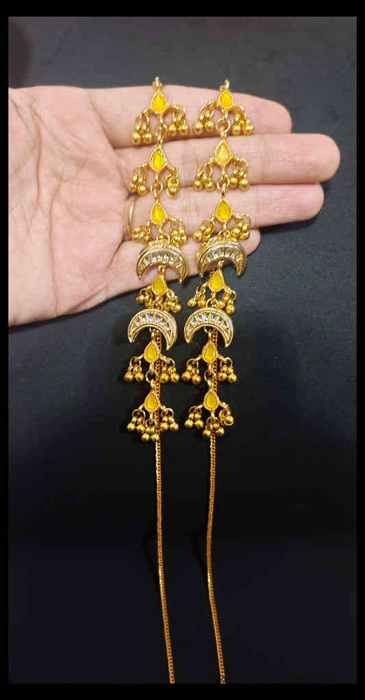 Earcuff Kashmiri Long Kundan Earrings