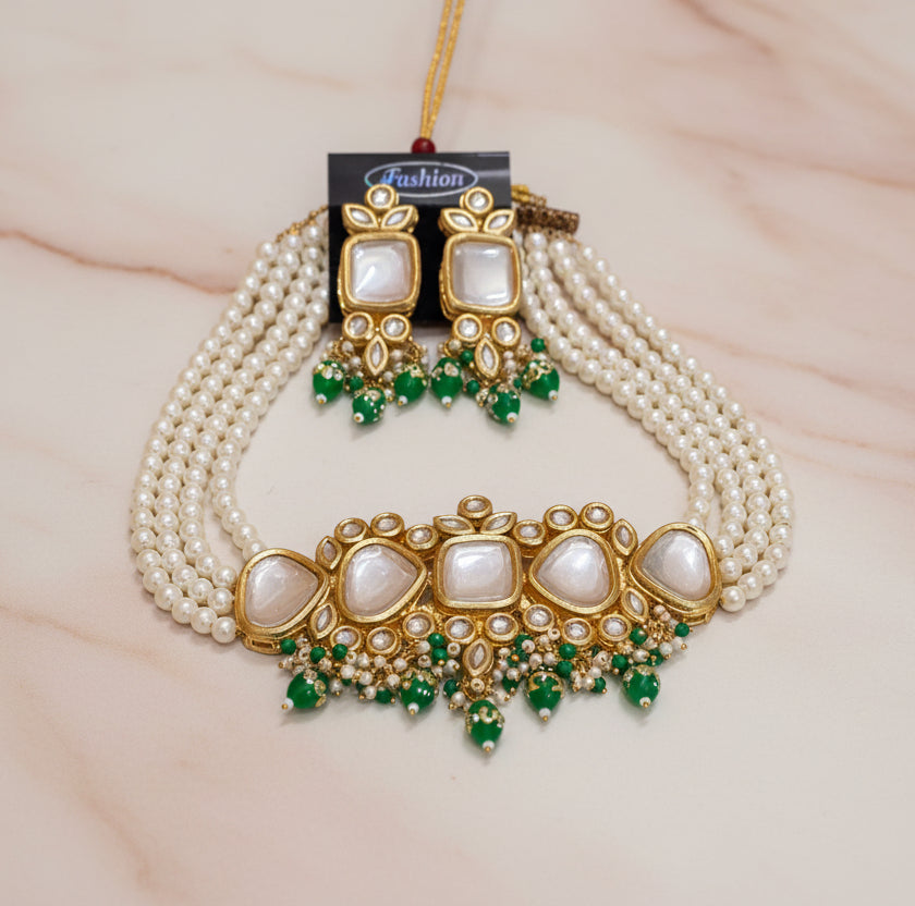 Gold-Plated Meenakari Kundan Necklace Set