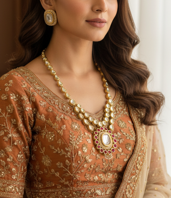 Exclusive Gold-Plated Meenakari Kundan Set