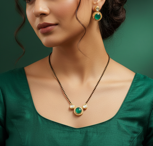 Gold Plated Monalisa Kundan Mangalsutra