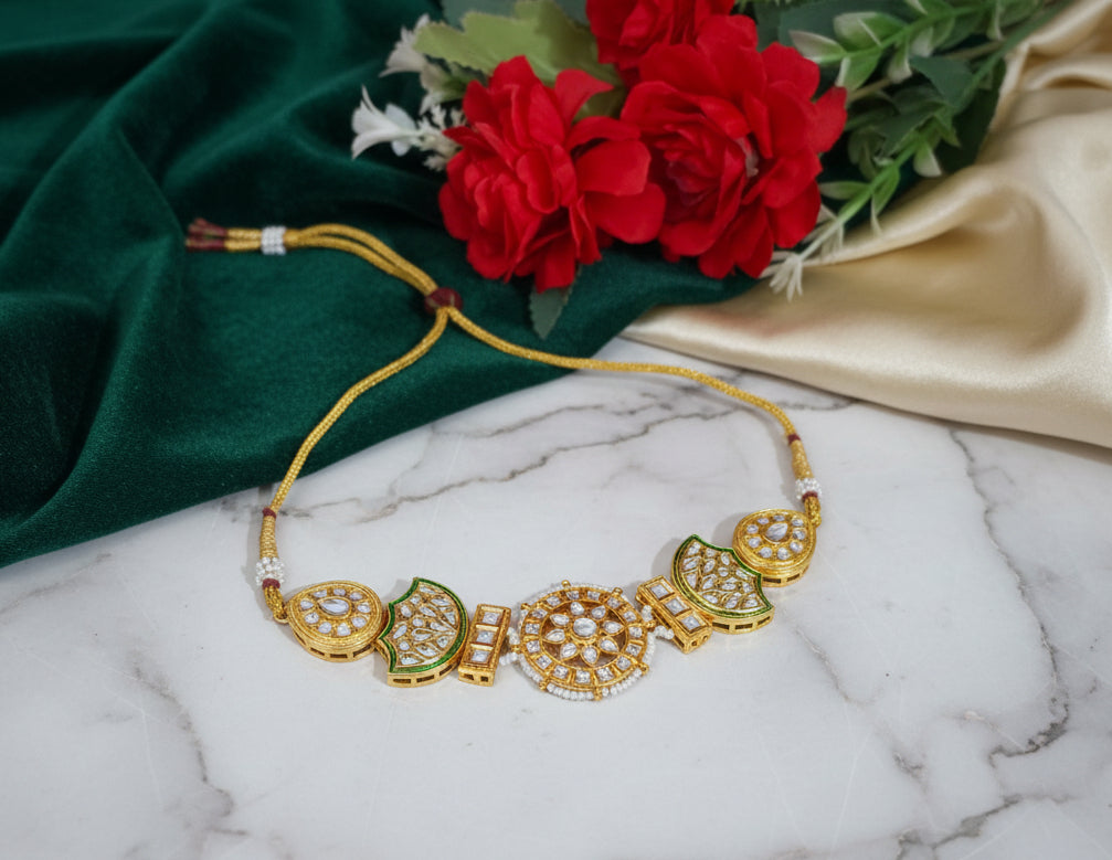 Gold-Plated Kundan Choker Set