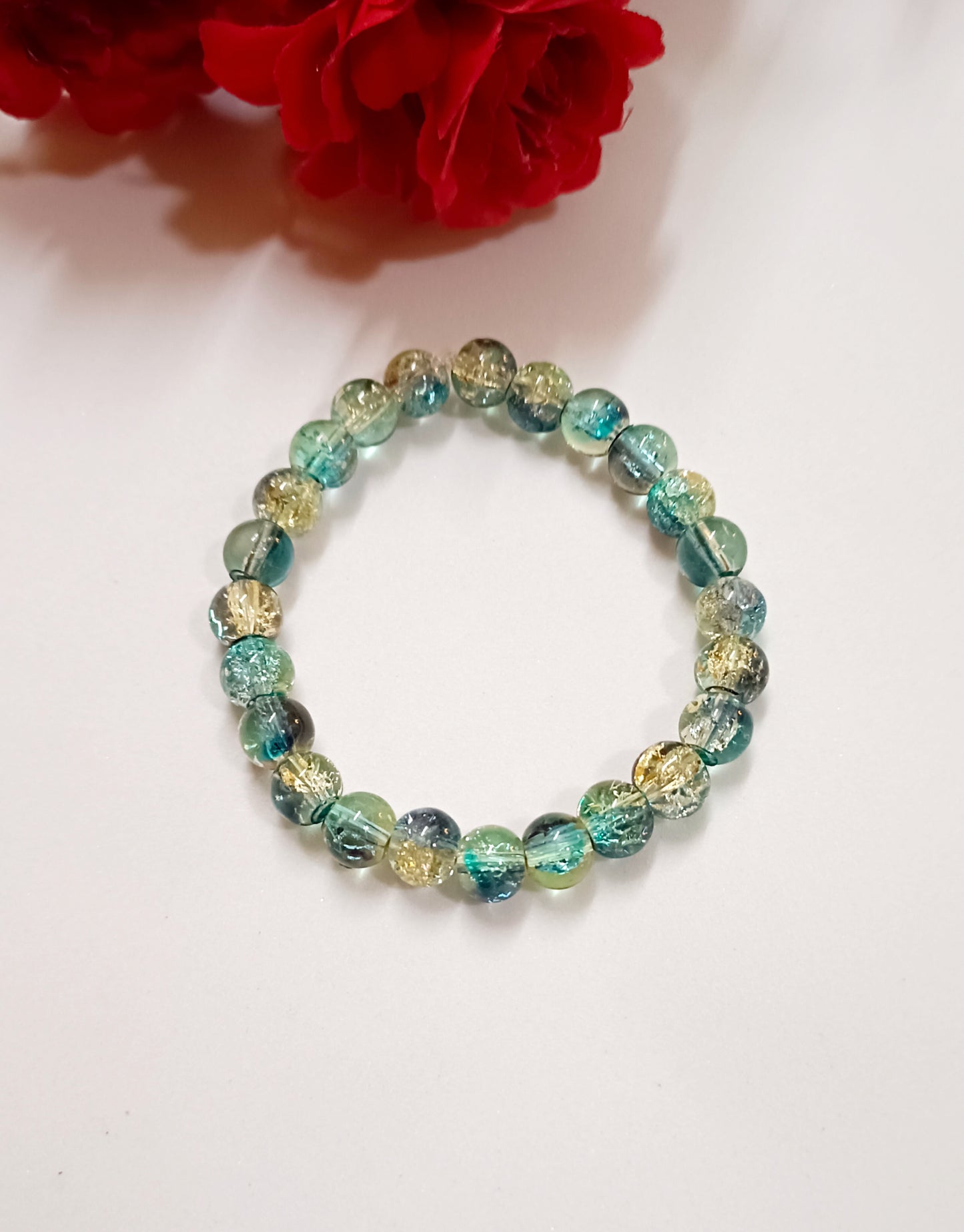 Beautiful Crackle Beads Adjustable Bracelet (8mm)
