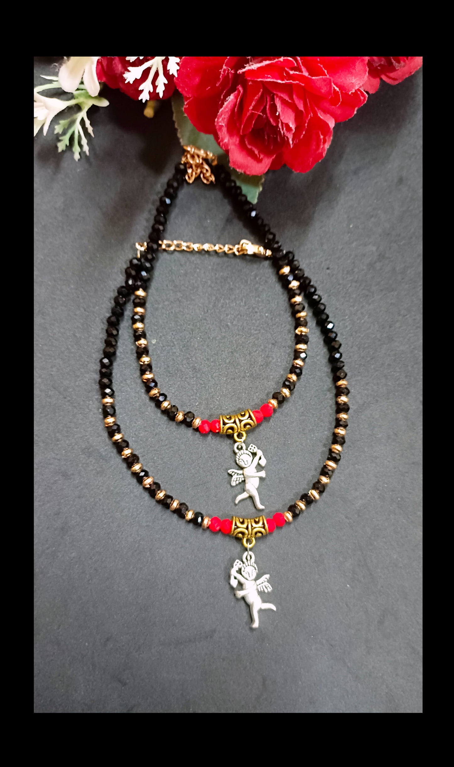 Crystal Beads Rose Gold Chain Anklet