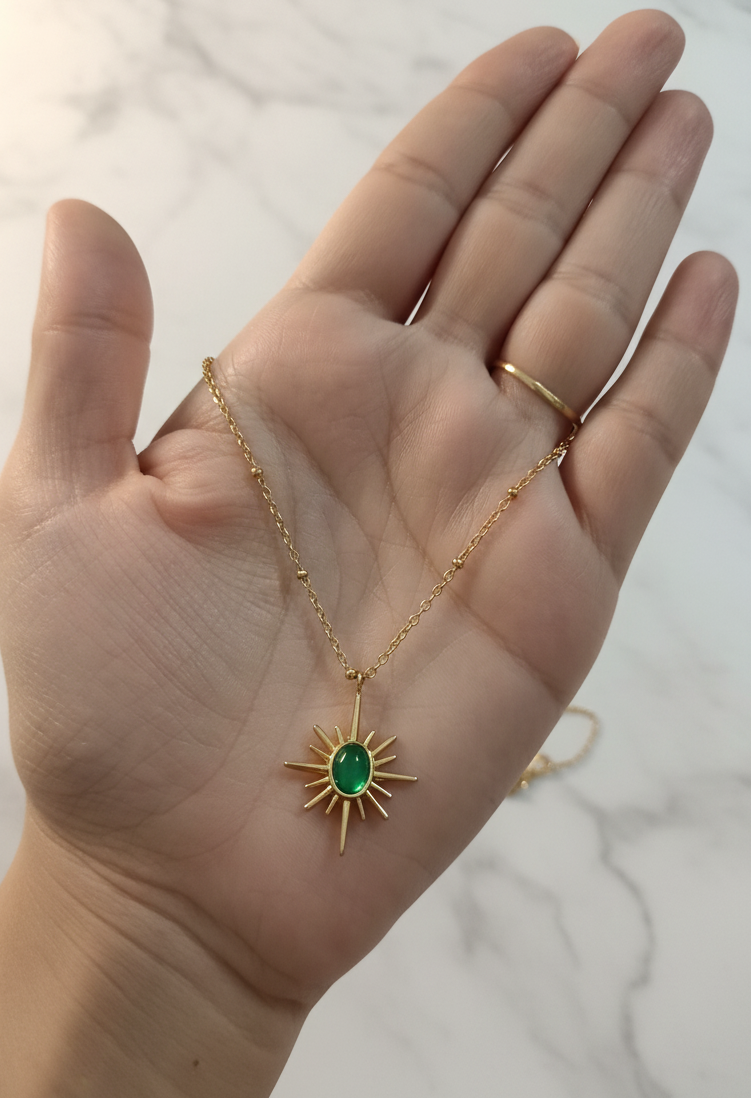 Golden Oxidised Anti-Tarnish Pendant Necklace
