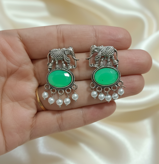Oxidised Elephant Shaped Earrings