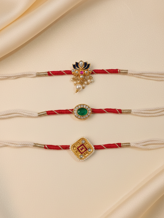Combo of 3 Kundan Rakhi