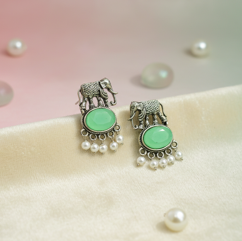 Oxidised Elephant Shaped Earrings