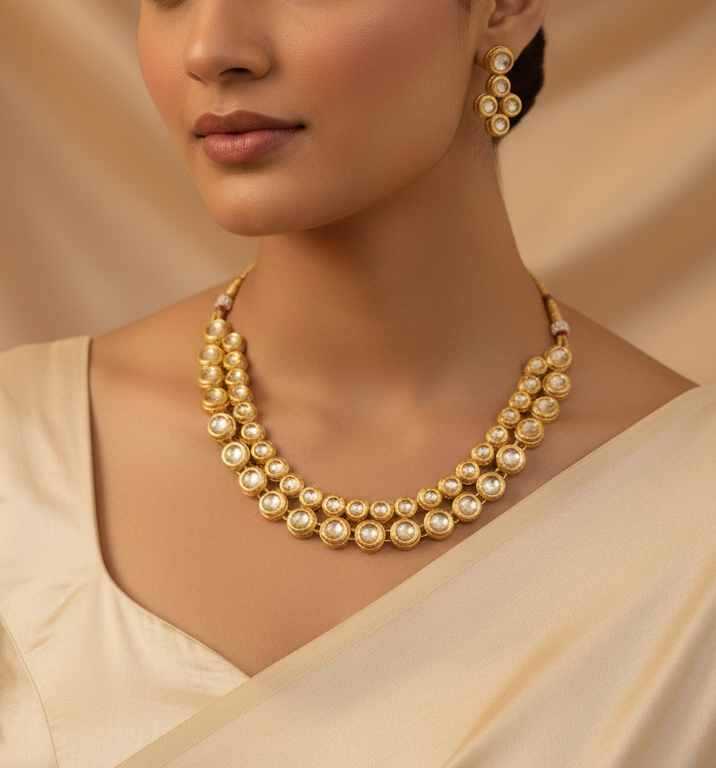 Double Layer Meenakari Kundan Necklace Set