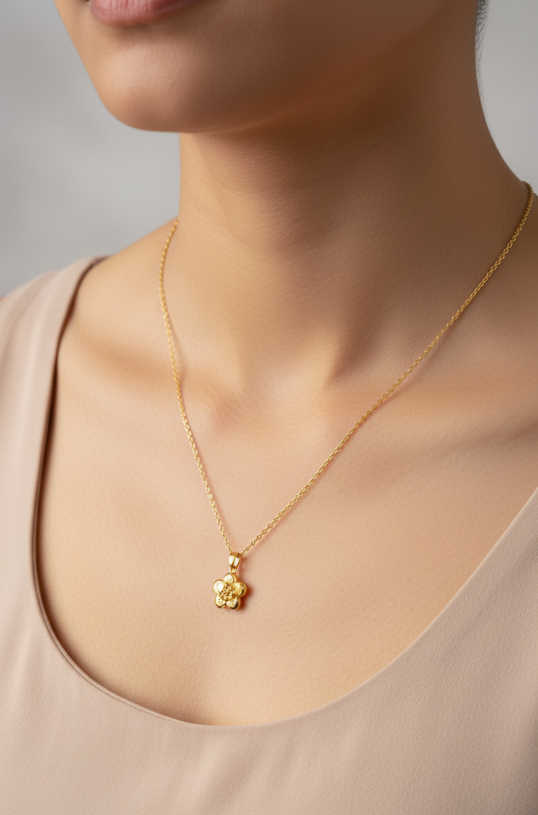 Anti-Tarnish Gold-Plated Heart Pendant Necklace