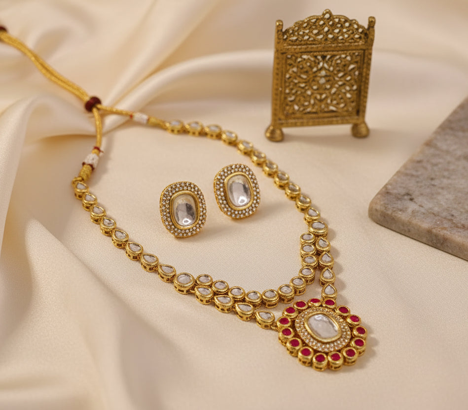 Exclusive Gold-Plated Meenakari Kundan Set
