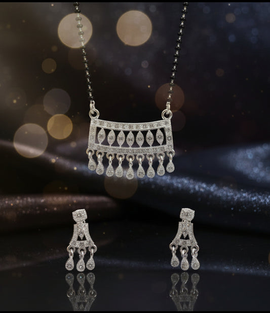 Silver Plated Pendant Mangalsutra Set