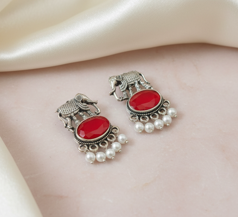 Oxidised Elephant Shape Earrings