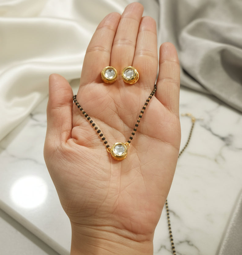 Meenakari Kundan Pendant Mangalsutra Set