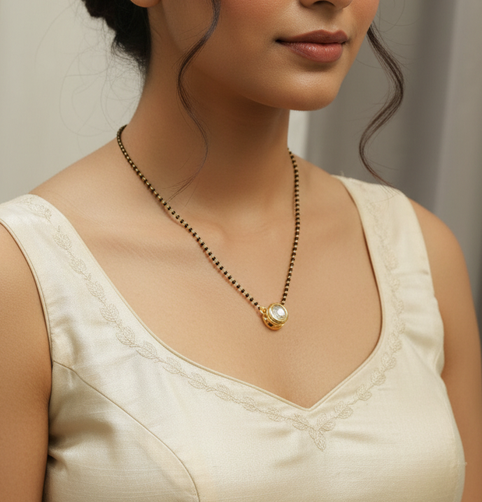 Meenakari Kundan Pendant Mangalsutra Set