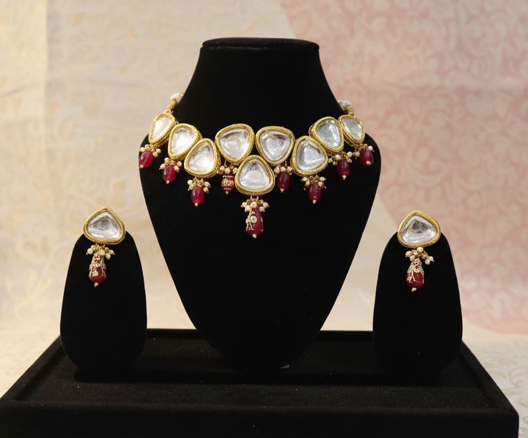Gold- Plated Meenakari Kundan Necklace Set